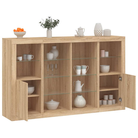 Sideboards With Led Lights 3 Pcs Engineered Wood