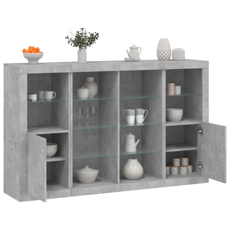 Sideboards With Led Lights 3 Pcs Engineered Wood