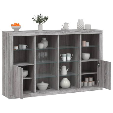 Sideboards With Led Lights 3 Pcs Engineered Wood