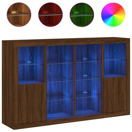 Sideboards With Led Lights 3 Pcs Engineered Wood