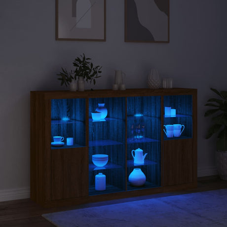 Sideboards With Led Lights 3 Pcs Engineered Wood