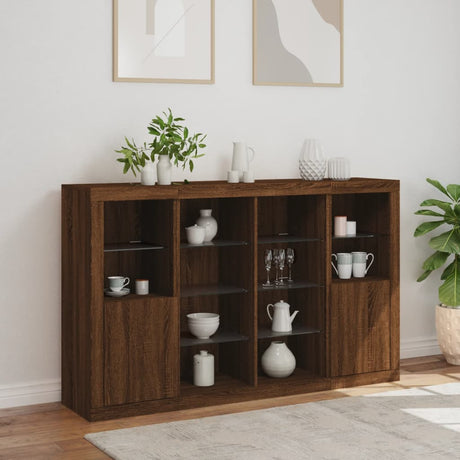 Sideboards With Led Lights 3 Pcs Engineered Wood