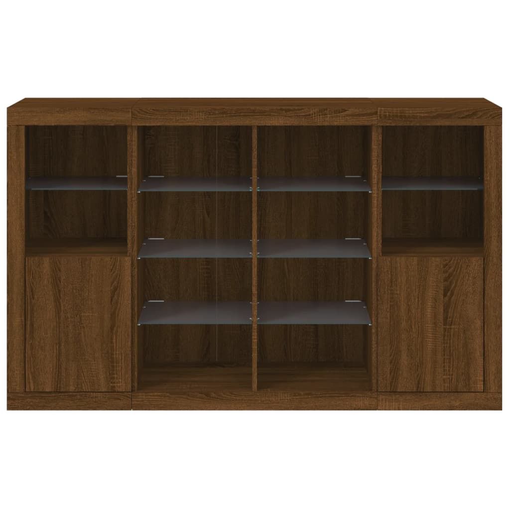 Sideboards With Led Lights 3 Pcs Engineered Wood