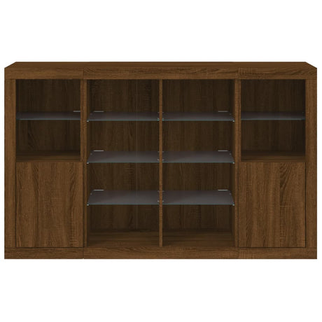 Sideboards With Led Lights 3 Pcs Engineered Wood