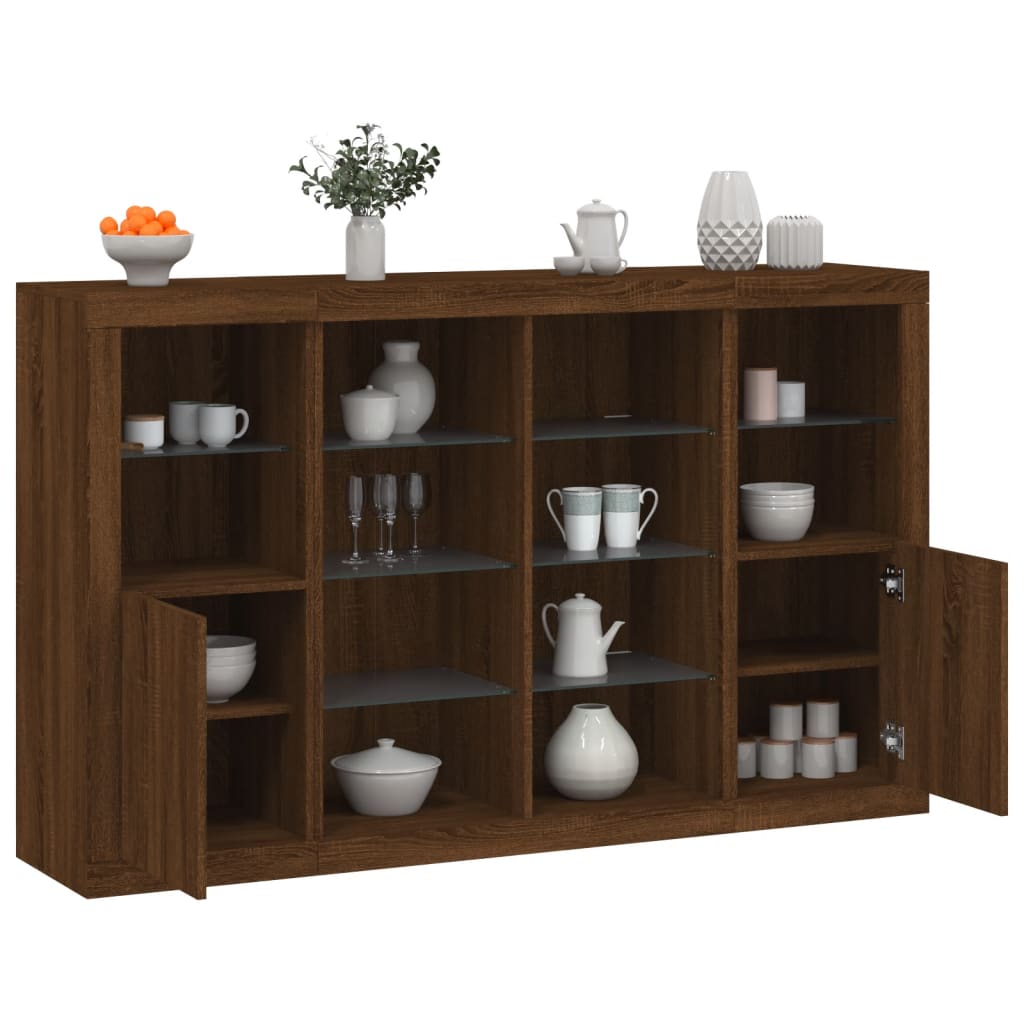 Sideboards With Led Lights 3 Pcs Engineered Wood