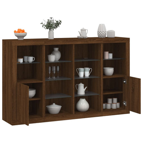 Sideboards With Led Lights 3 Pcs Engineered Wood