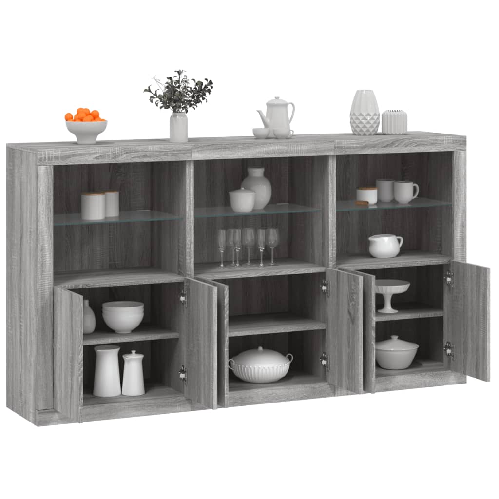 Sideboard With Led Lights 181.5X37X100 Cm