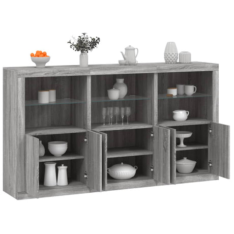 Sideboard With Led Lights 181.5X37X100 Cm