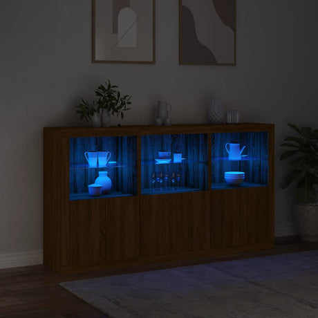Sideboard With Led Lights 181.5X37X100 Cm
