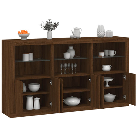 Sideboard With Led Lights 181.5X37X100 Cm