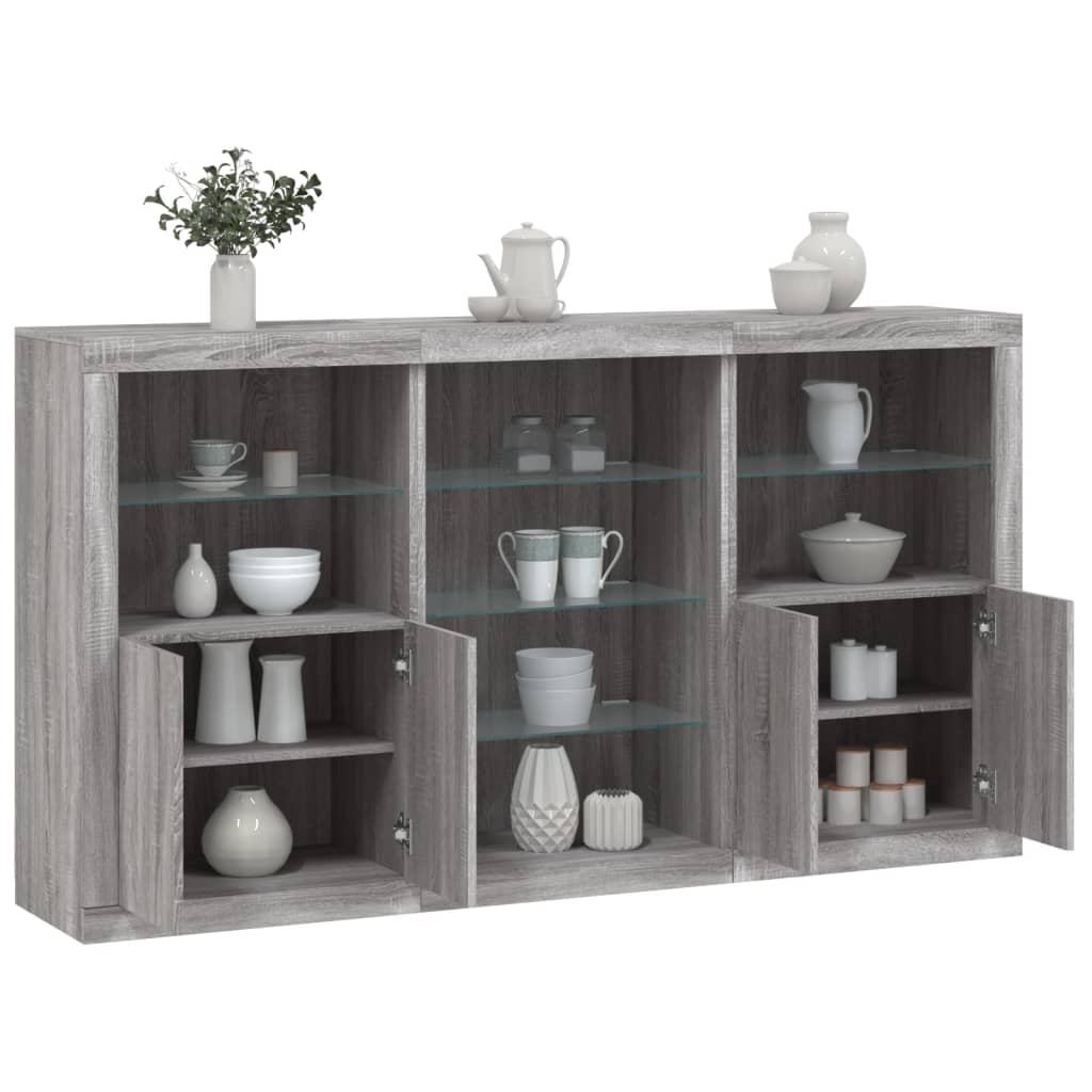 Sideboard With Led Lights 181.5X37X100 Cm