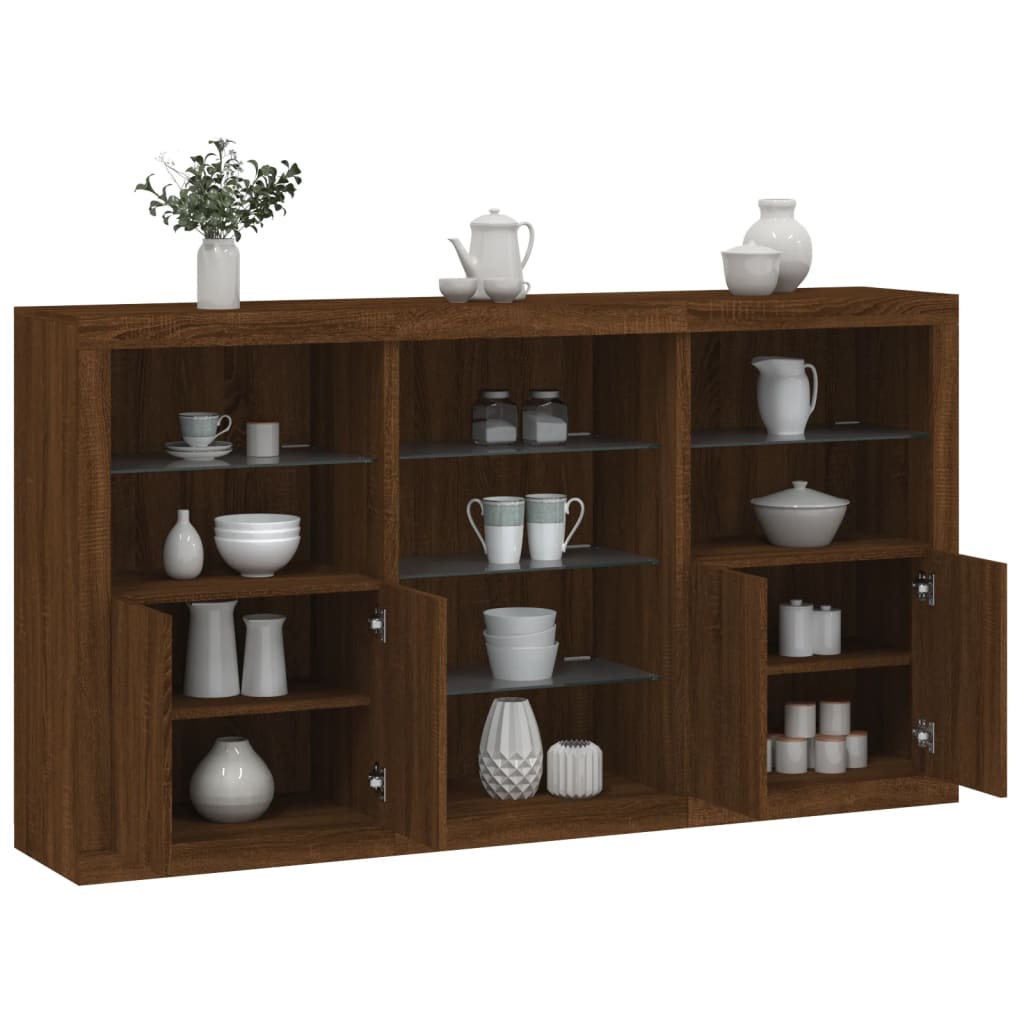 Sideboard With Led Lights 181.5X37X100 Cm