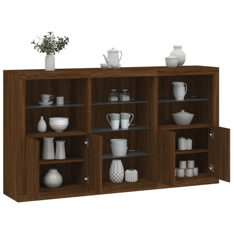 Sideboard With Led Lights 181.5X37X100 Cm