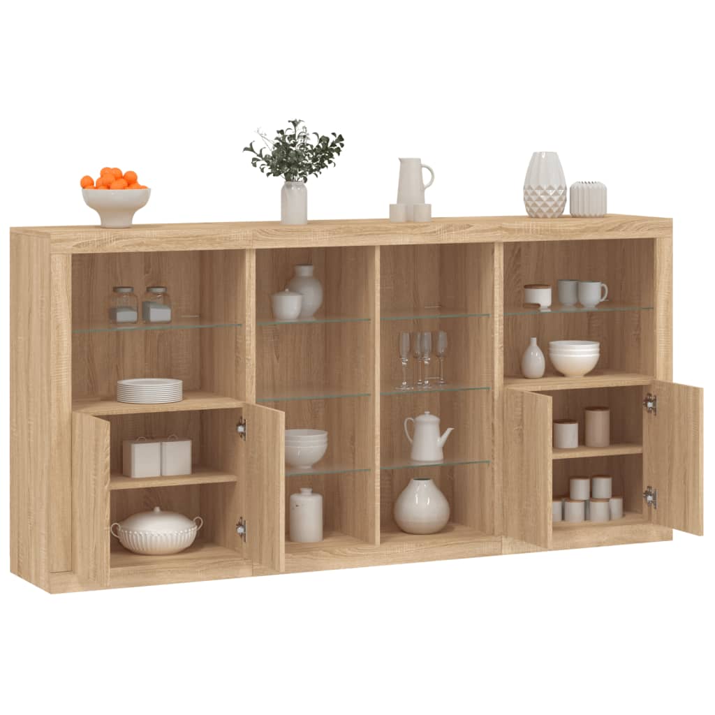 Sideboard With Led Lights 202X37X100 Cm