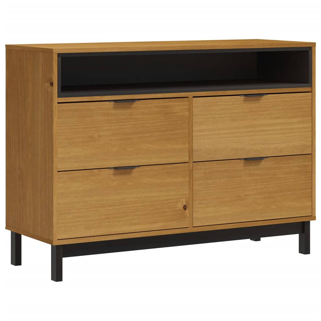 Drawer Cabinet Flam 110X40X80 Cm Solid Wood Pine