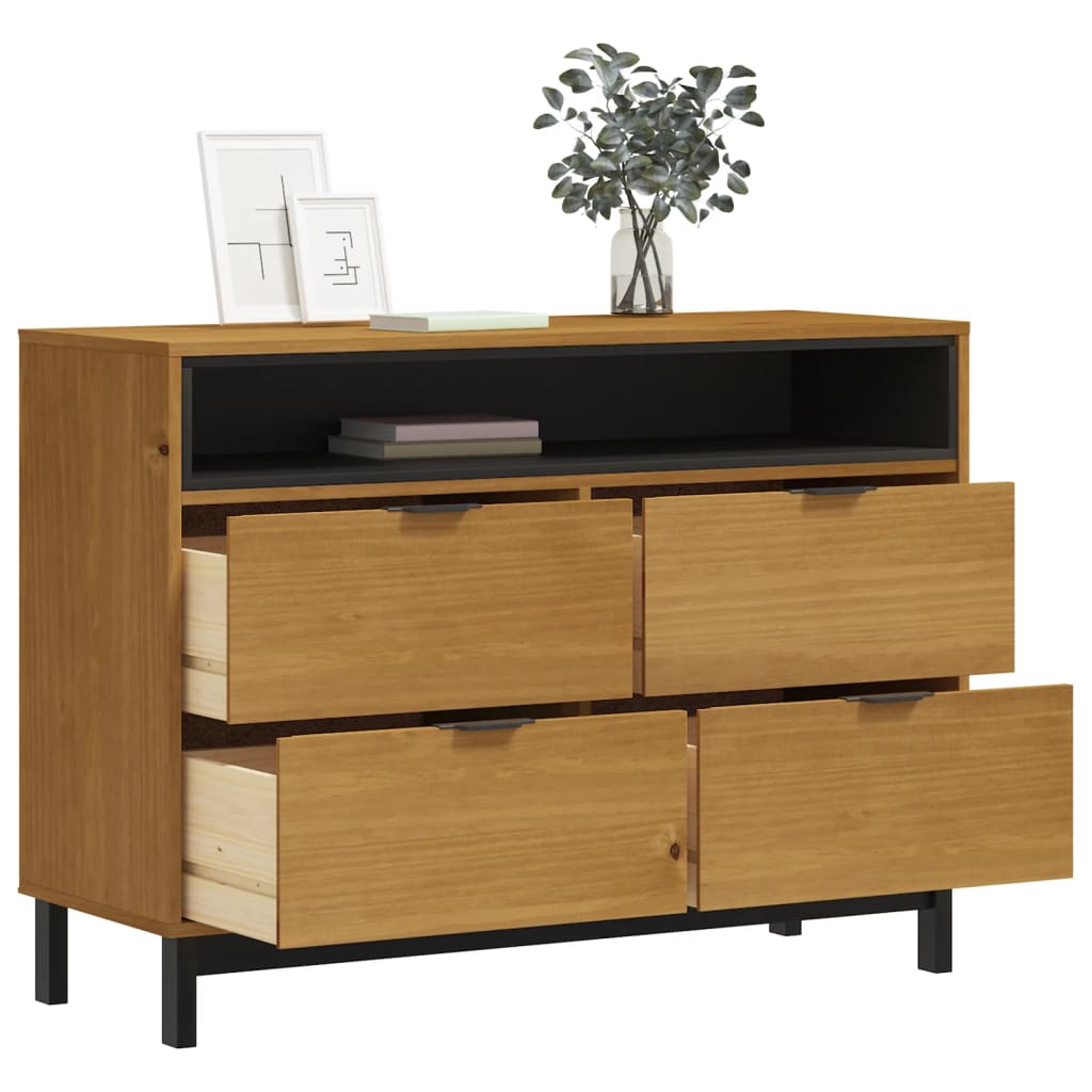 Drawer Cabinet Flam 110X40X80 Cm Solid Wood Pine