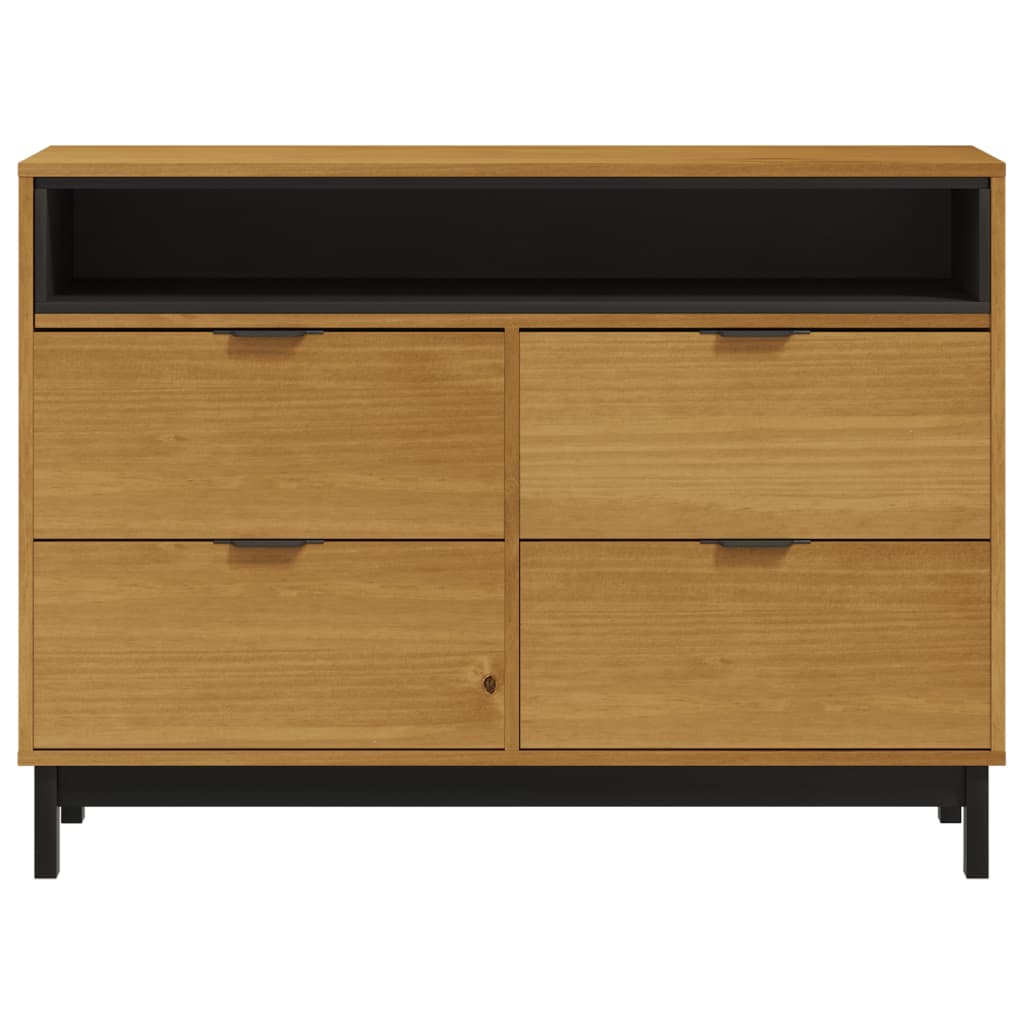Drawer Cabinet Flam 110X40X80 Cm Solid Wood Pine