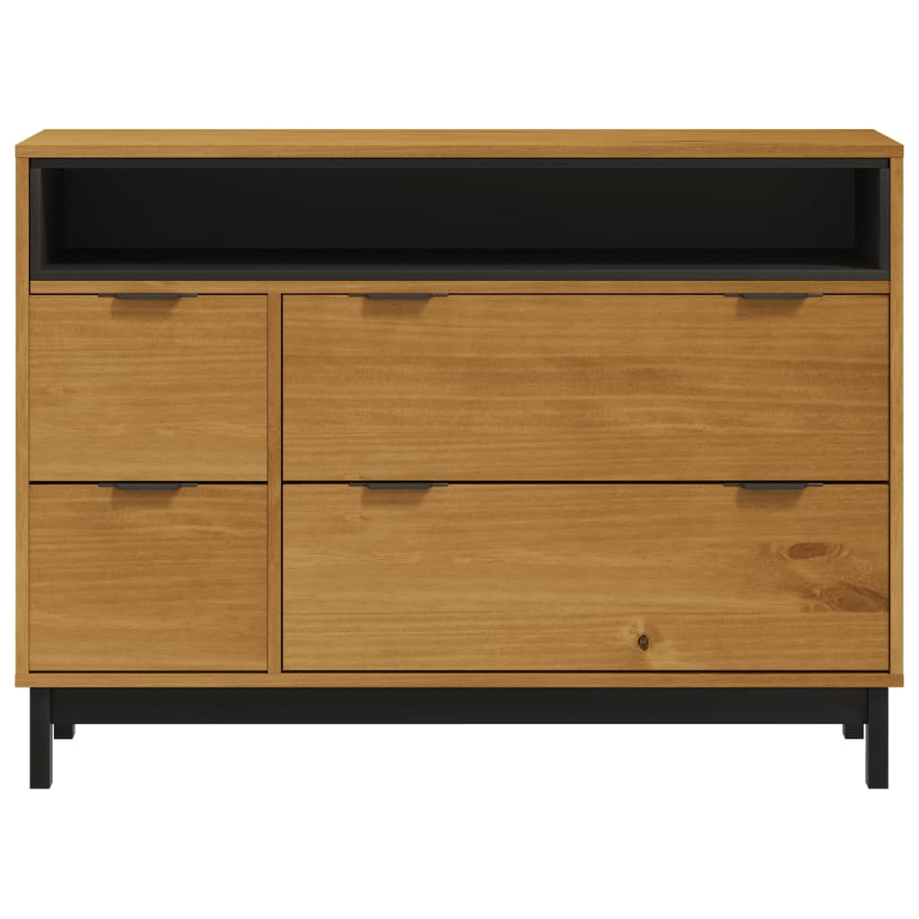 Drawer Cabinet Flam 110X40X80 Cm Solid Wood Pine
