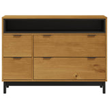 Drawer Cabinet Flam 110X40X80 Cm Solid Wood Pine