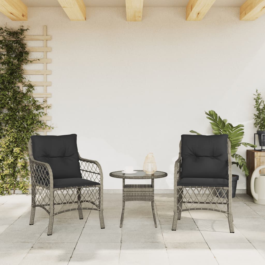 Garden Chairs With Cushions 2 Pcs Poly Rattan