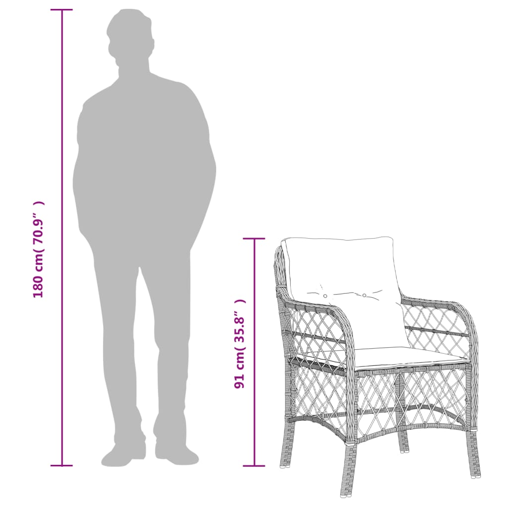 Garden Chairs With Cushions 2 Pcs Poly Rattan