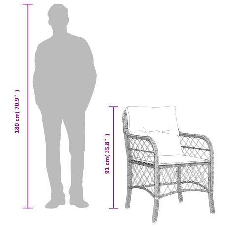 Garden Chairs With Cushions 2 Pcs Poly Rattan
