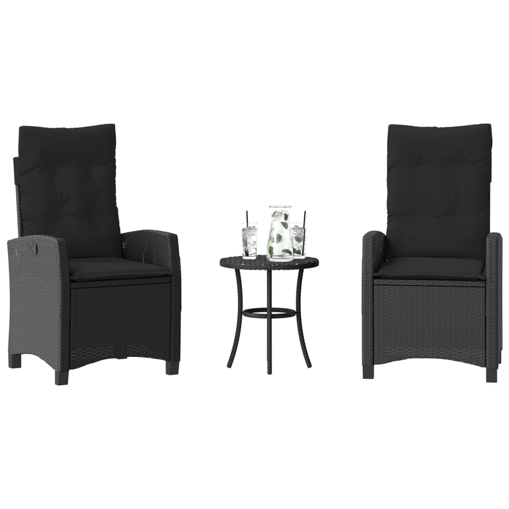 3 Piece Bistro Set With Cushions Poly Rattan