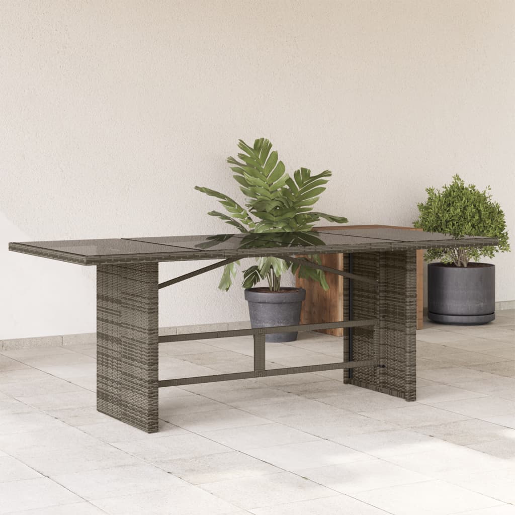 Garden Table With Acacia Top 190X80X74 Cm Poly Rattan