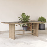 Garden Table With Acacia Top 190X80X74 Cm Poly Rattan