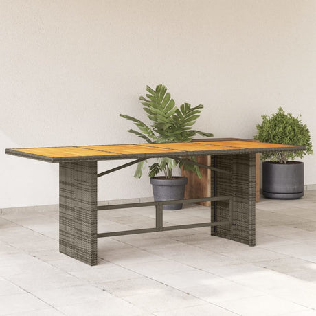 Garden Table With Acacia Top 190X80X74 Cm Poly Rattan