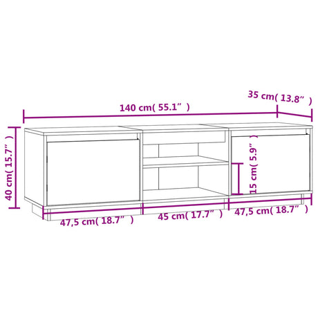 Tv Cabinet 140X35X40 Cm Solid Wood Pine