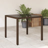 Garden Table With Glass Top 90X90X75 Cm Poly Rattan