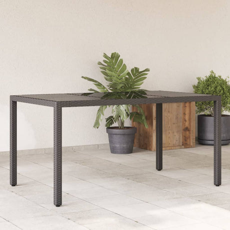 Garden Table 150X90X75 Cm Tempered Glass And Poly Rattan