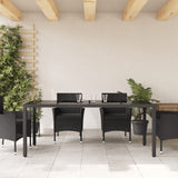 Garden Table With Glass Top 190X90X75 Cm Poly Rattan