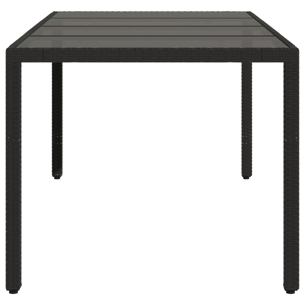 Garden Table With Glass Top 190X90X75 Cm Poly Rattan