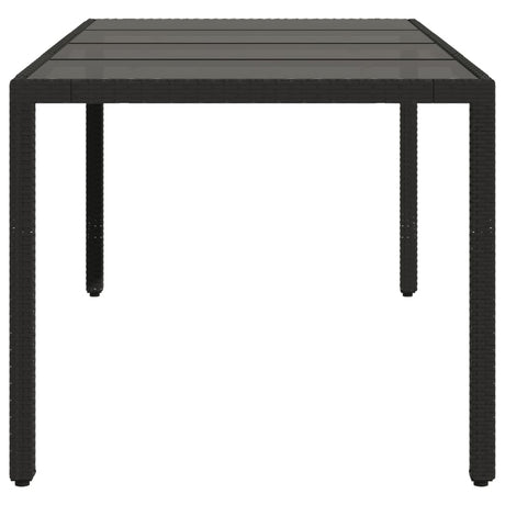 Garden Table With Glass Top 190X90X75 Cm Poly Rattan