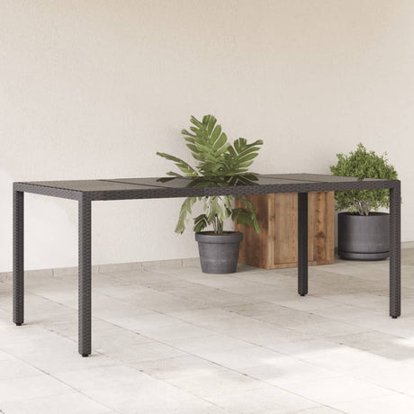 Garden Table With Glass Top 190X90X75 Cm Poly Rattan