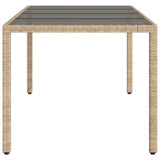 Garden Table with Glass Top Beige 190x90x75 cm Poly Rattan