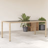 Garden Table With Glass Top 190X90X75 Cm Poly Rattan