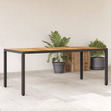Garden Table With Acacia Wood Top 190X90X75 Cm Poly Rattan