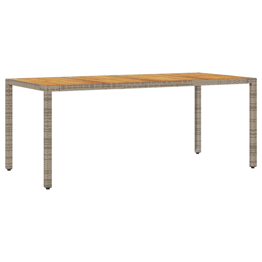 Garden Table With Acacia Wood Top 190X90X75 Cm Poly Rattan