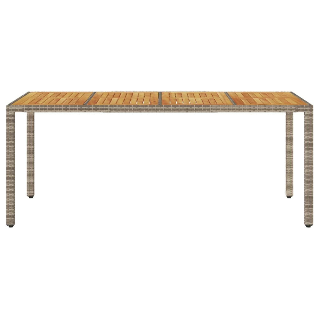 Garden Table With Acacia Wood Top 190X90X75 Cm Poly Rattan