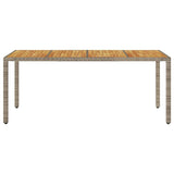 Garden Table With Acacia Wood Top 190X90X75 Cm Poly Rattan