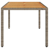 Garden Table With Acacia Wood Top 190X90X75 Cm Poly Rattan
