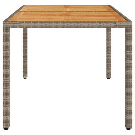 Garden Table With Acacia Wood Top 190X90X75 Cm Poly Rattan