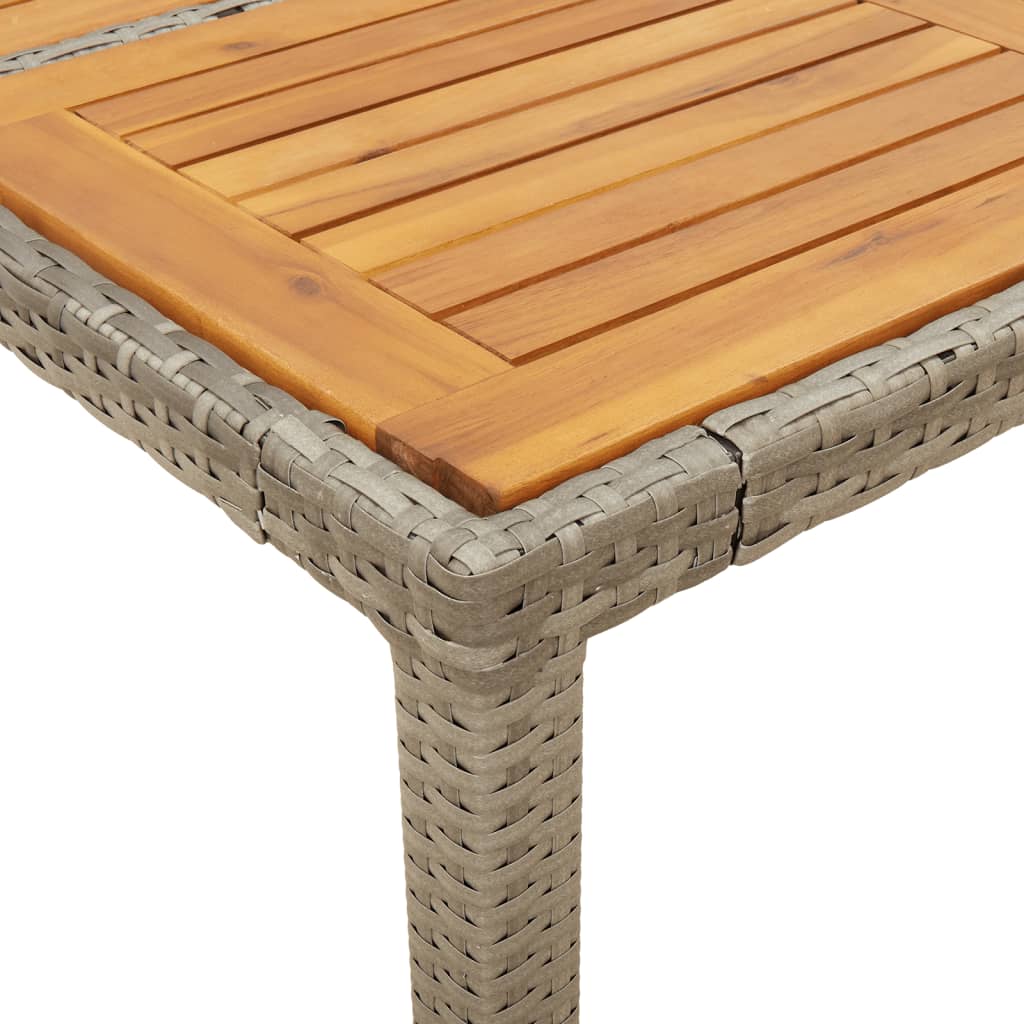 Garden Table With Acacia Wood Top 190X90X75 Cm Poly Rattan