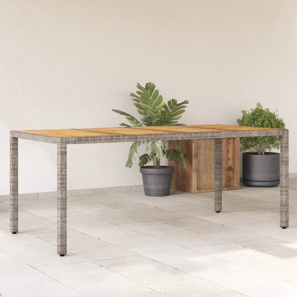 Garden Table With Acacia Wood Top 190X90X75 Cm Poly Rattan