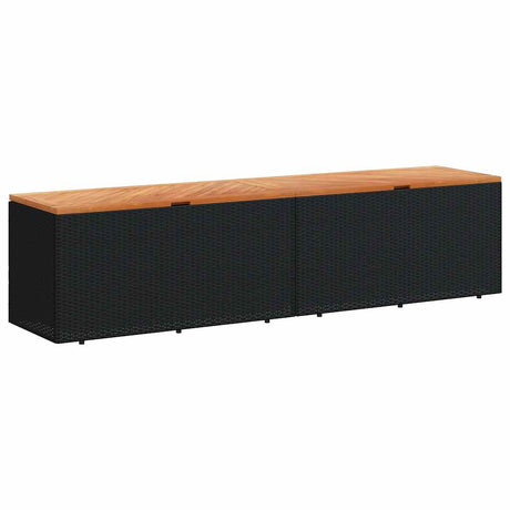 Garden Storage Box Poly Rattan Acacia Wood