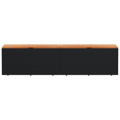 Garden Storage Box Poly Rattan Acacia Wood