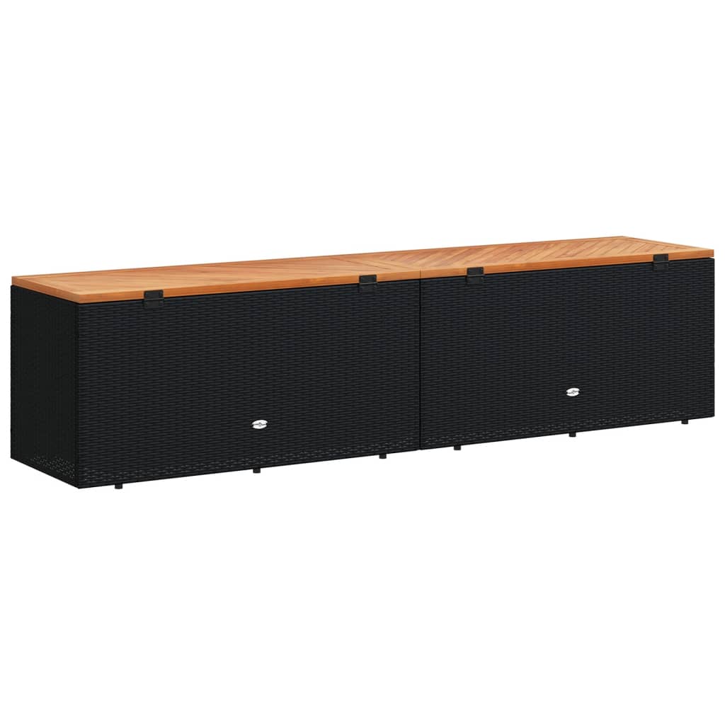 Garden Storage Box Poly Rattan Acacia Wood